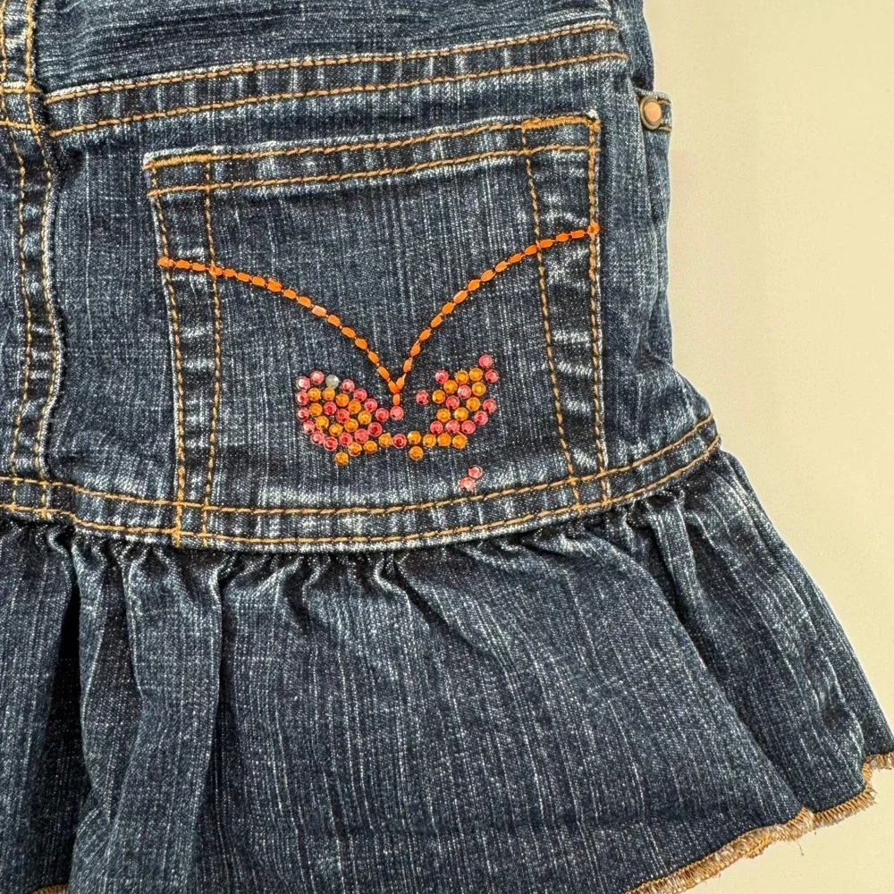 The Children's Place Dark Wash Denim Skort Butterfly Pattern Jewels Size‎ 4